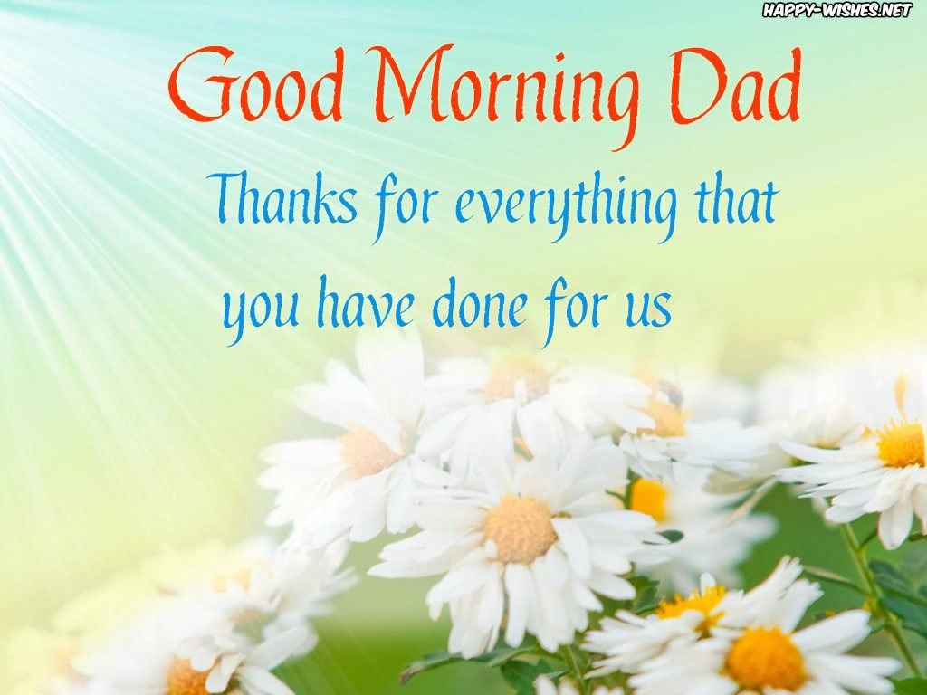 Good Morning Dad With White Flower Picture