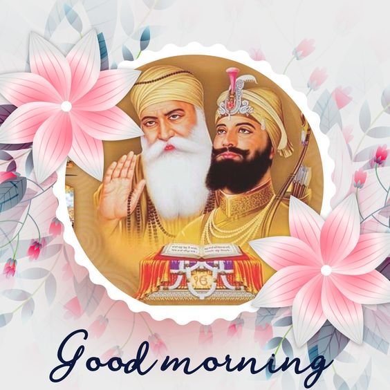 Good Morning With Beautiful Guru Nanak Dev Ji Image