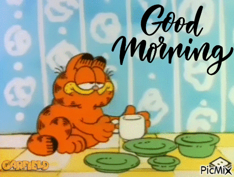 Garfield Drinking Coffee Good Morning Gif
