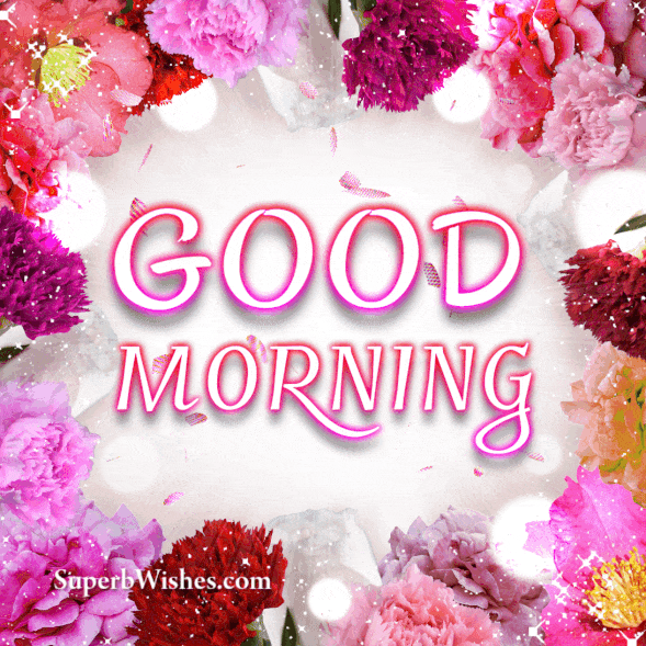 Good Morning Colorful Flowers Glitter Gif