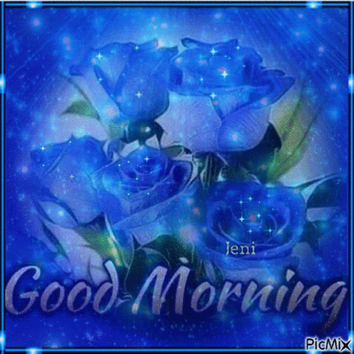 Good Morning Glitter With Blue Rose Gif