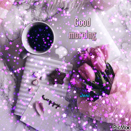 Good Morning Glitter With Flower Gif