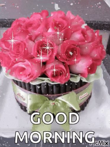 Good Morning Rose Bouquet Gif