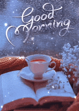 Good Morning Tea With White Snow Gif