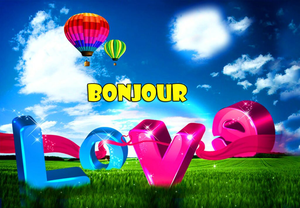 Pink Flowers With Bonjour Greeting